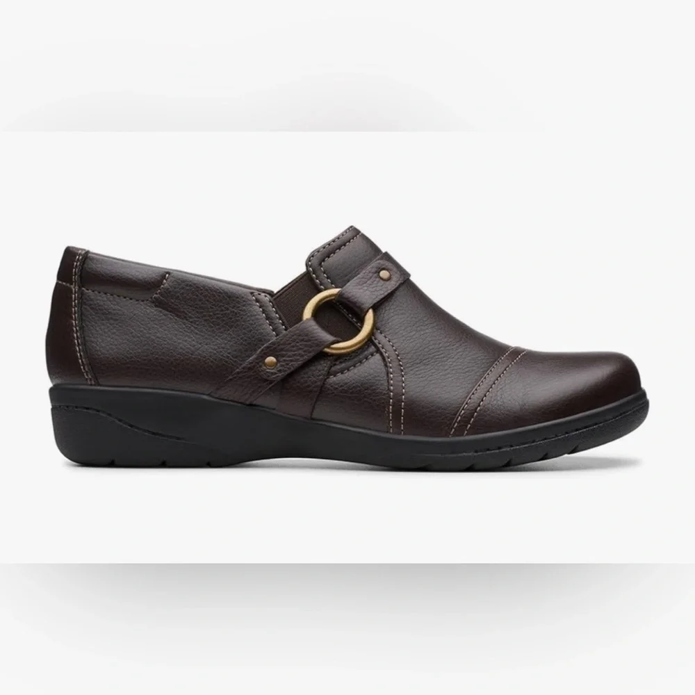 CLARKS CHEYN FAME PUMP LOFTERS DARK BROWN LEATHER 9.5